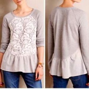 Anthropologie | Sunday in Brooklyn Crochet Lace Peplum Sweater Size Large 🆕